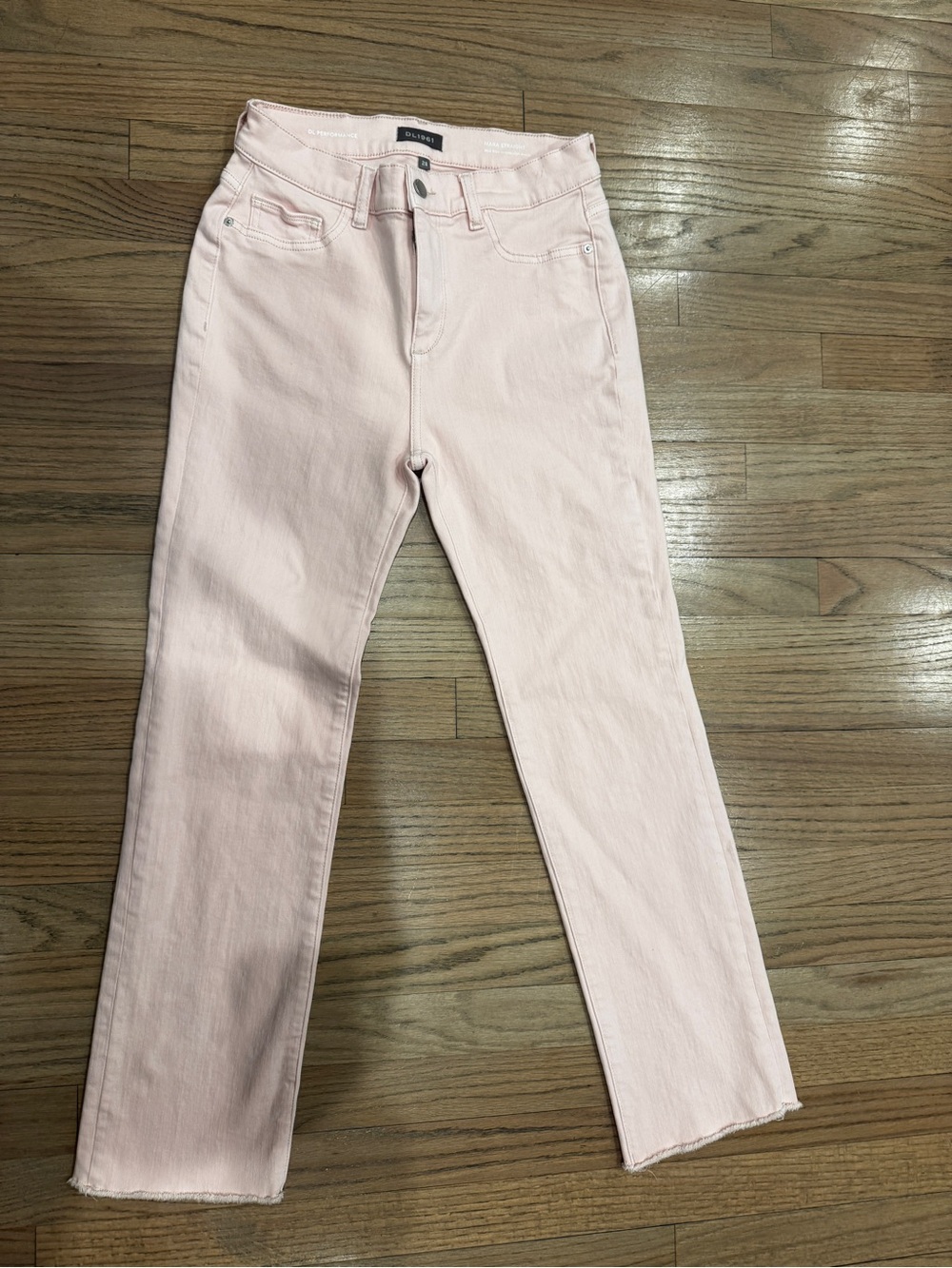 DL1961 Womens Lt Pink Cotton Distress Mid Rise Mara Straight Ankle Jeans Size 28